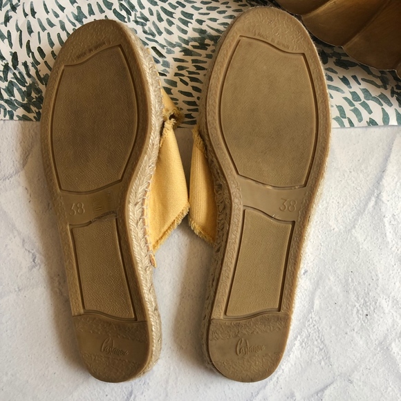 Castaner Yellow Espadrille Sandals Raw Edges Size 38 Fabric - Picture 6 of 8